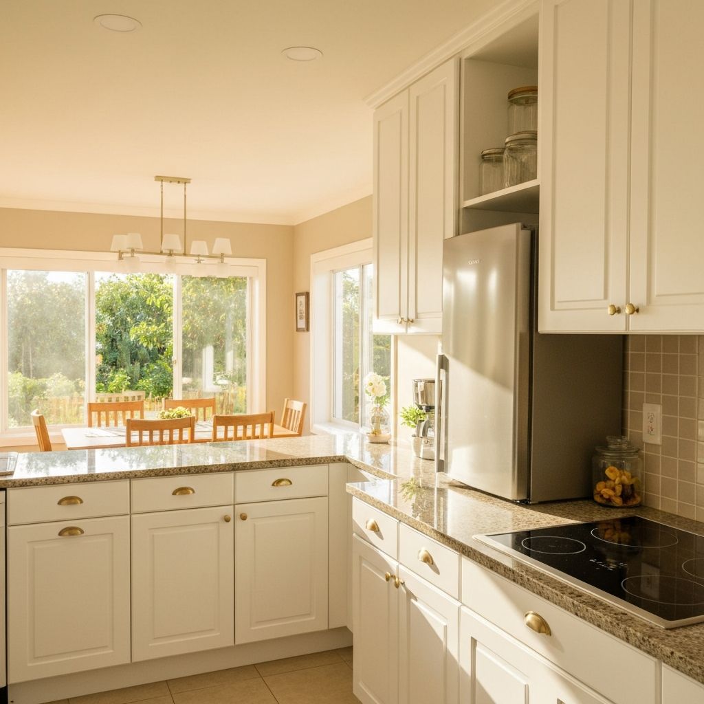 Home kitchen and dining area